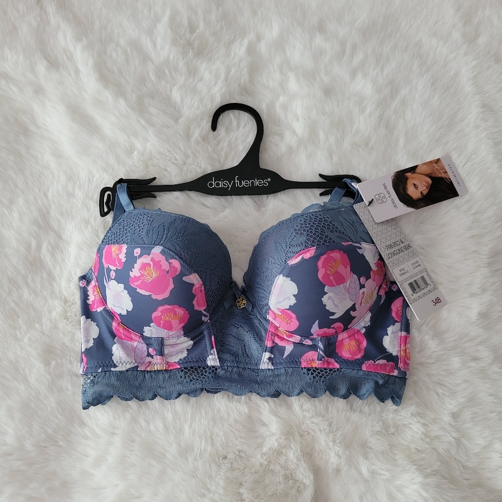 🩷DAISY FUENTES BRAND NEW PUSH UP LONGLINE BRA SIZE 34B.